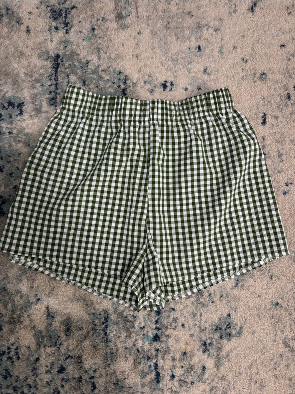 SHEIN Green and White Gingham Athletic Shorts
